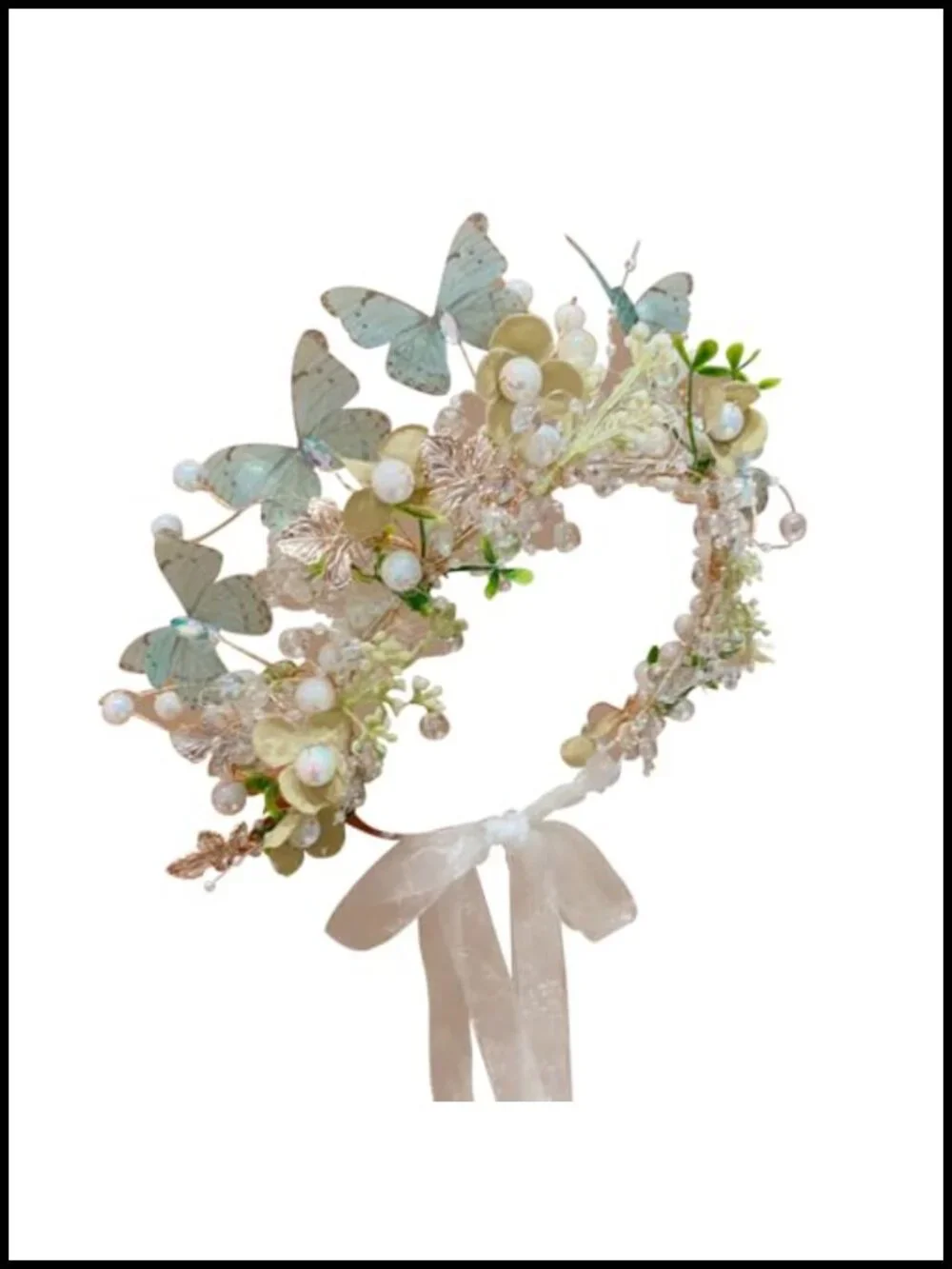 Handmade Faux Silk Flower Crown Headband for Women, Adjustable Boho Wedding